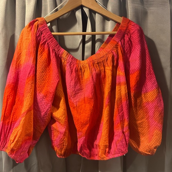 Circus NY by Sam Edelman Off Shoulder Crop Top~Large~Pink/Orange NWOT - Picture 2 of 4